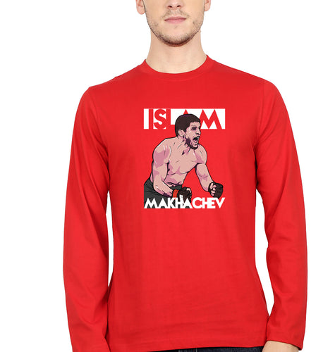 Islam Makhachev Full Sleeves T-Shirt for Men-Red-Ektarfa.online