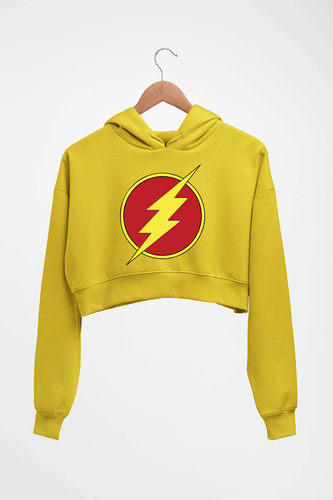 Flash Superhero Crop HOODIE FOR WOMEN-Mustard Yellow-Ektarfa.online