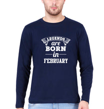 Load image into Gallery viewer, Legends are Born in February Full Sleeves T-Shirt for Men-Navy Blue-Ektarfa.online
