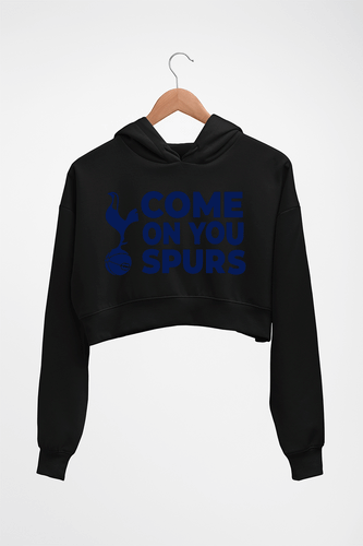 Tottenham Hotspur (Spurs) Crop HOODIE FOR WOMEN-Black-Ektarfa.online
