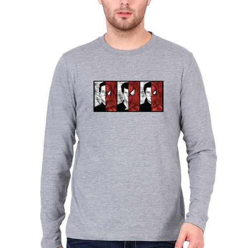 Spiderman Superhero Full Sleeves T-Shirt for Men-Grey Melange-Ektarfa.online