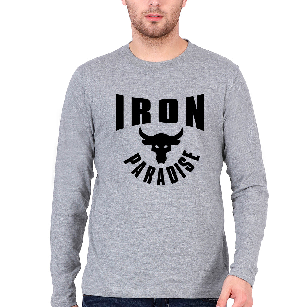 Iron Paradise Full Sleeves T-Shirt for Men-Grey Melange-Ektarfa.online