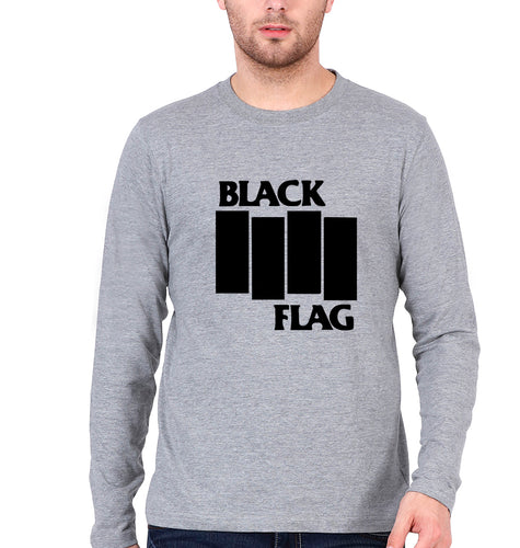 Black Flag Full Sleeves T-Shirt for Men-Grey Melange-Ektarfa.online