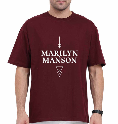 Marilyn Manson Oversized T-Shirt for Men-Maroon-Ektarfa.online