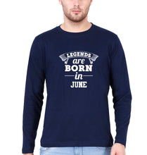 Load image into Gallery viewer, Legends are Born in June Full Sleeves T-Shirt for Men-Navy Blue-Ektarfa.online
