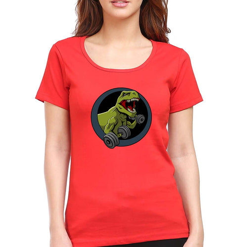 Angry T-Rex Gym T-Shirt for Women-Red-Ektarfa.online