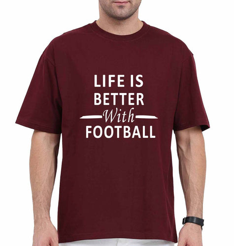 Life Football Oversized T-Shirt for Men-Maroon-Ektarfa.online