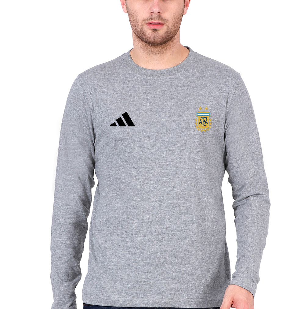 Argentina Football Full Sleeves T-Shirt for Men-Grey Melange-Ektarfa.online