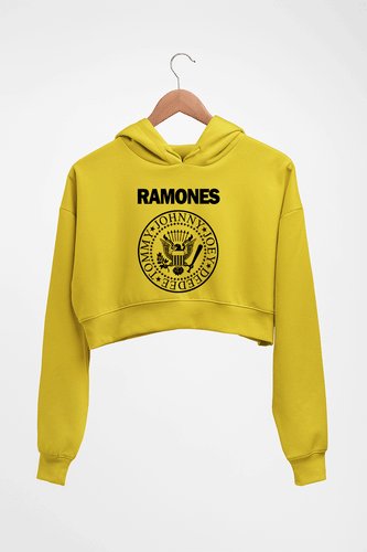 Ramones Crop HOODIE FOR WOMEN-Mustard Yellow-Ektarfa.online