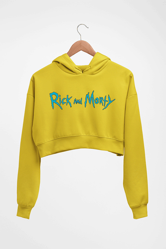 Rick and Morty Crop HOODIE FOR WOMEN-Mustard Yellow-Ektarfa.online