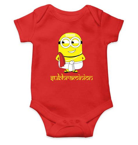 Minion Subhraminion Kids Romper For Baby Boy/Girl-0-5 Months(18 Inches)-RED-Ektarfa.online