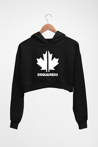 DSQUARED2 Crop HOODIE FOR WOMEN-Black-Ektarfa.online