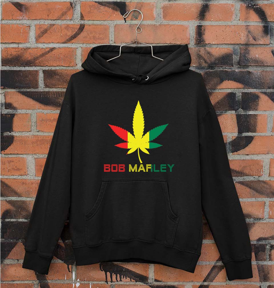 Bob Marley Weed Unisex Hoodie for Men/Women-S(40 Inches)-Black-Ektarfa.online