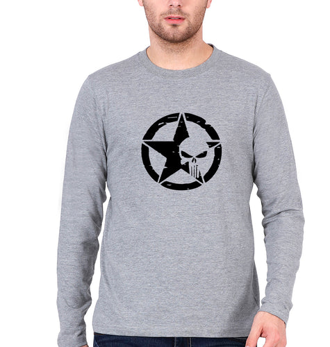 Punisher Full Sleeves T-Shirt for Men-Grey-Ektarfa.online