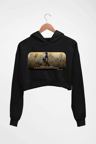 Dhyan Chand Crop HOODIE FOR WOMEN-Black-Ektarfa.online