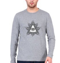 Load image into Gallery viewer, Eye Pyramid Full Sleeves T-Shirt for Men-S(38 Inches)-Grey Melange-Ektarfa.online
