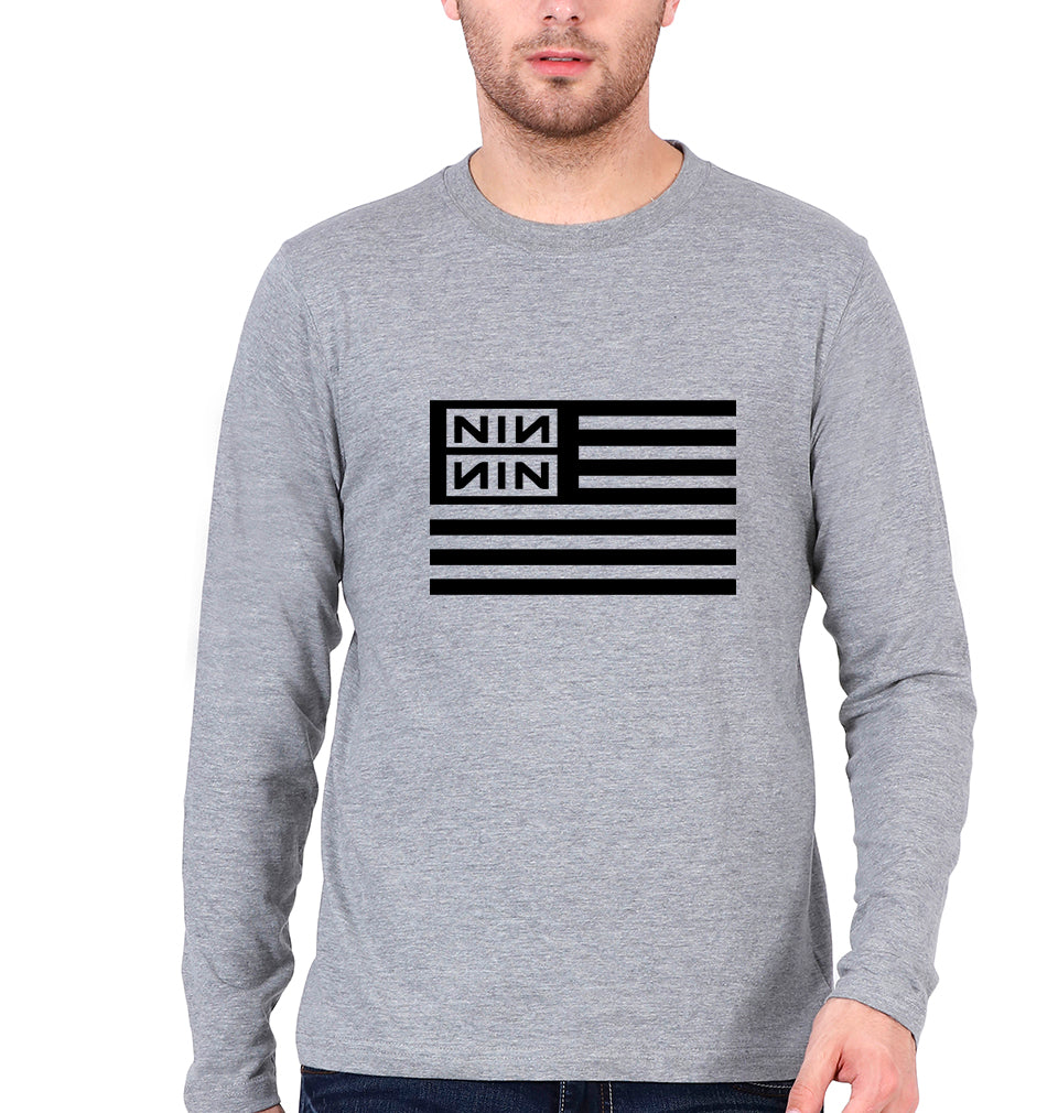 Nine Inch Nails Full Sleeves T-Shirt for Men-Grey Melange-Ektarfa.online