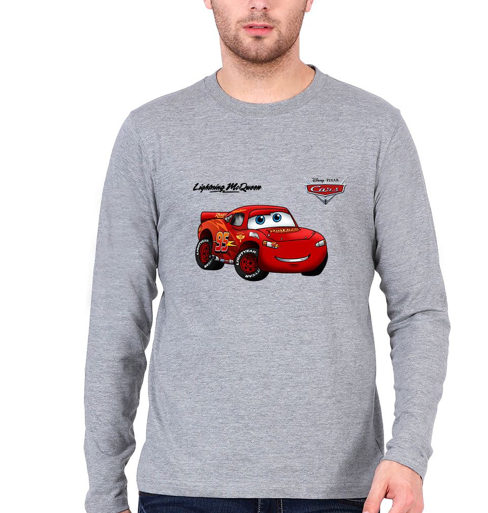 Lightning McQueen Full Sleeves T-Shirt for Men-Grey Melange-Ektarfa.online