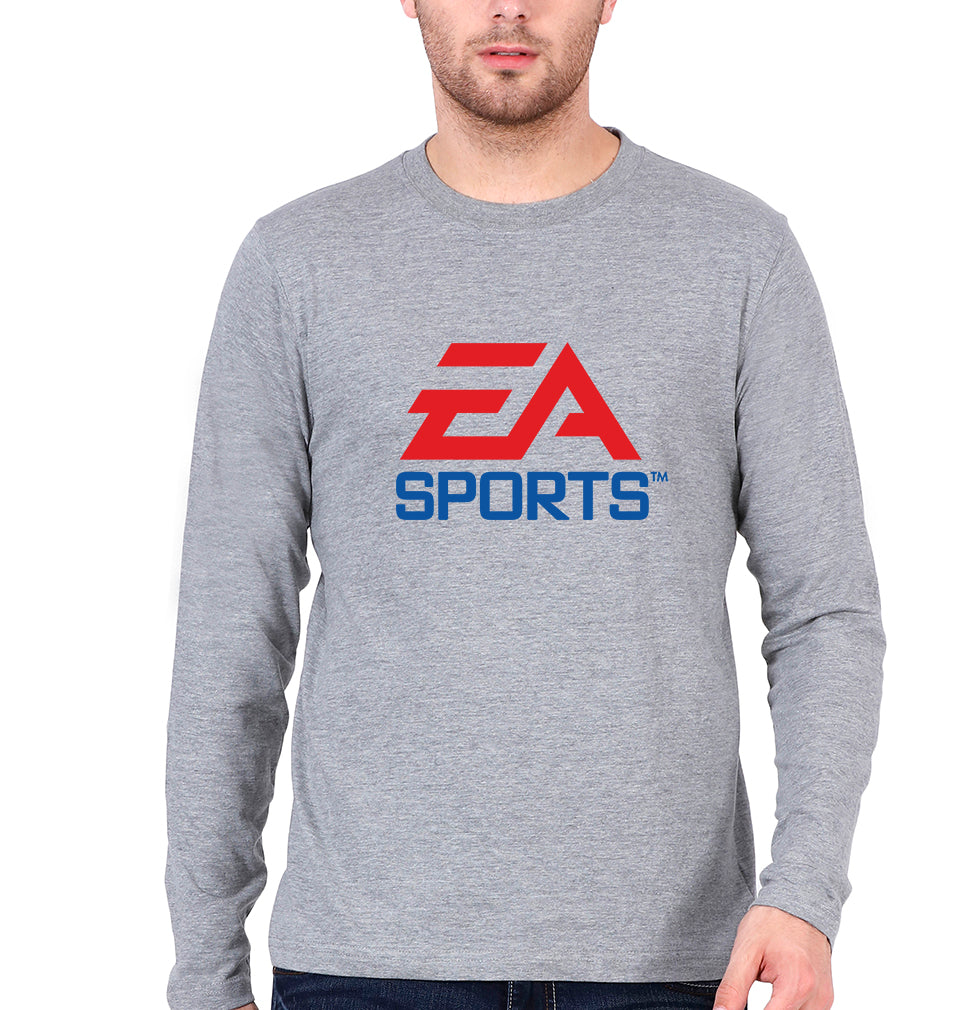 EA Sports Full Sleeves T-Shirt for Men-Grey Melange-Ektarfa.online