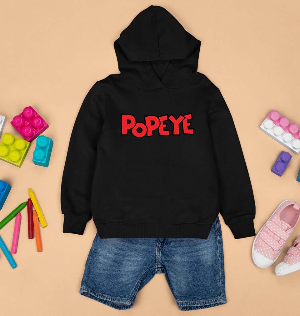Popeye Kids Hoodie for Boy/Girl-0-1 Year(22 Inches)-Black-Ektarfa.online