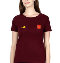 Load image into Gallery viewer, Spain Football T-Shirt for Women-Maroon-Ektarfa.online
