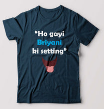 Load image into Gallery viewer, Biryani T-Shirt for Men-S(38 Inches)-Petrol Blue-Ektarfa.online
