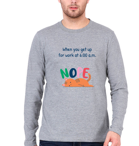 Nope Full Sleeves T-Shirt for Men-Grey Melange-Ektarfa.online