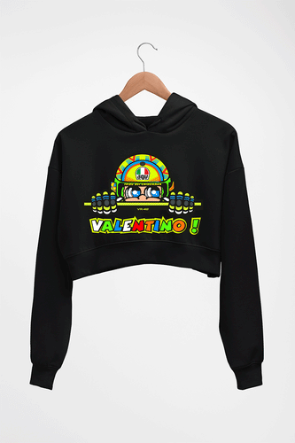 Valentino Rossi(VR 46) Crop HOODIE FOR WOMEN-Black-Ektarfa.online