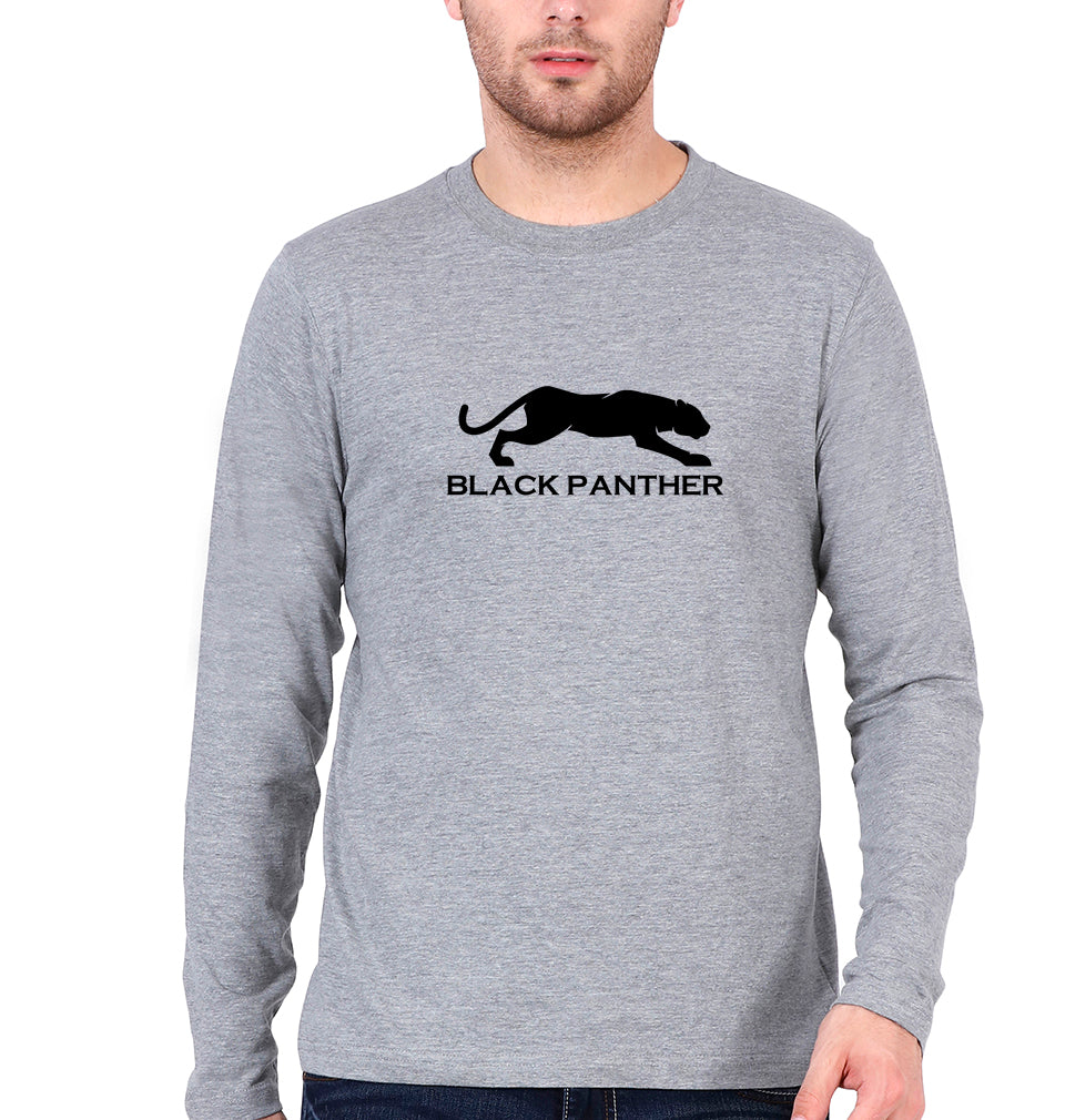 Black Panther Full Sleeves T-Shirt for Men-Grey Melange-Ektarfa.online