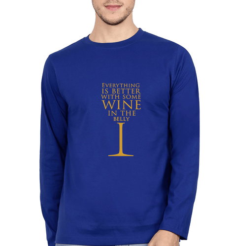 GOT Game Of Thrones Wine In The Belly Full Sleeves T-Shirt for Men-Royal Blue-Ektarfa.online