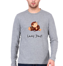 Load image into Gallery viewer, Monkey Lazy Day Full Sleeves T-Shirt for Men-Grey Melange-Ektarfa.online
