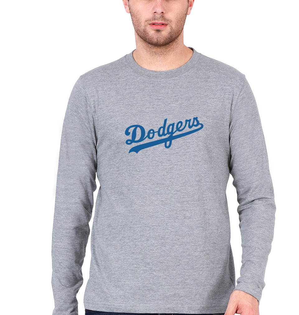 Los Angeles Dodgers Full Sleeves T-Shirt for Men-Grey Melange-Ektarfa.online