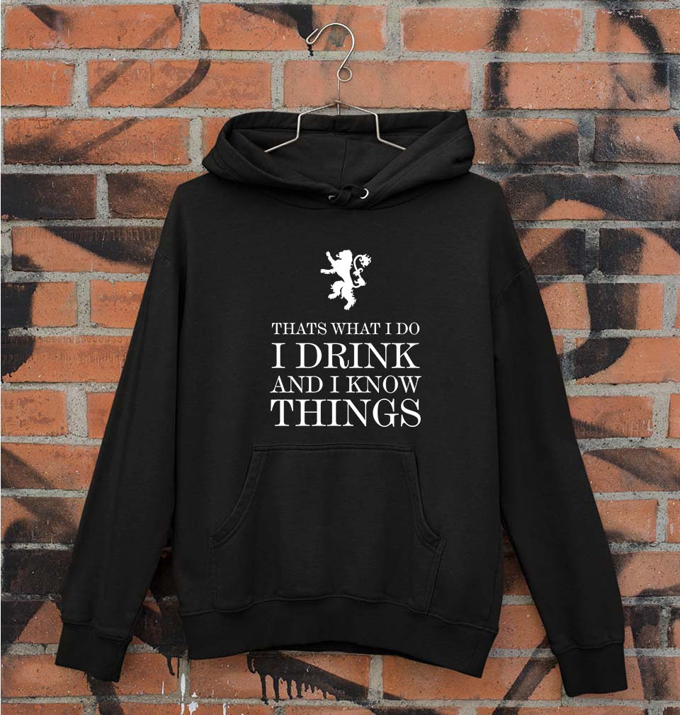 GOT Game of Thrones I Drink And Know Things Unisex Hoodie for Men/Women-S(40 Inches)-Black-Ektarfa.online
