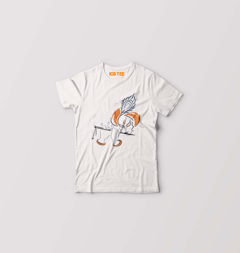 Shree Krishna Kids T-Shirt for Boy/Girl-White-Ektarfa.online