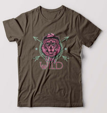 Load image into Gallery viewer, Stay Wild T-Shirt for Men-S(38 Inches)-Olive Green-Ektarfa.online
