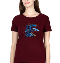 Load image into Gallery viewer, Dragon T-Shirt for Women-XS(32 Inches)-Maroon-Ektarfa.online
