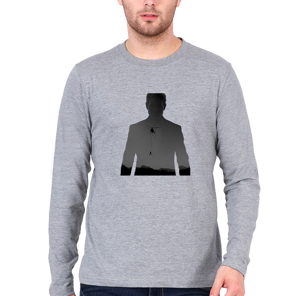 Mission Impossible (MI) Tom Cruise Full Sleeves T-Shirt for Men-Grey Melange-Ektarfa.online