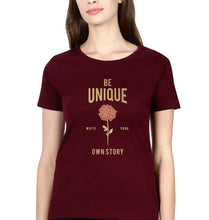 Load image into Gallery viewer, Be Unique T-Shirt for Women-XS(32 Inches)-Maroon-Ektarfa.online
