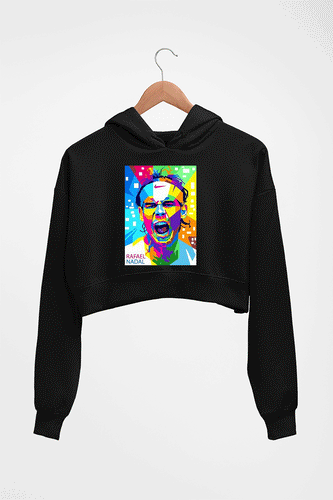 Rafael Nadal (RAFA) Crop HOODIE FOR WOMEN-Black-Ektarfa.online