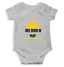 Load image into Gallery viewer, Kings Are Born In May Kids Romper For Baby Boy/Girl-0-5 Months(18 Inches)-Grey-Ektarfa.online
