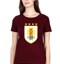 Load image into Gallery viewer, Uruguay Football T-Shirt for Women-XS(32 Inches)-Maroon-Ektarfa.online
