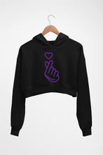 Load image into Gallery viewer, Purple Heart Crop HOODIE FOR WOMEN-Black-Ektarfa.online
