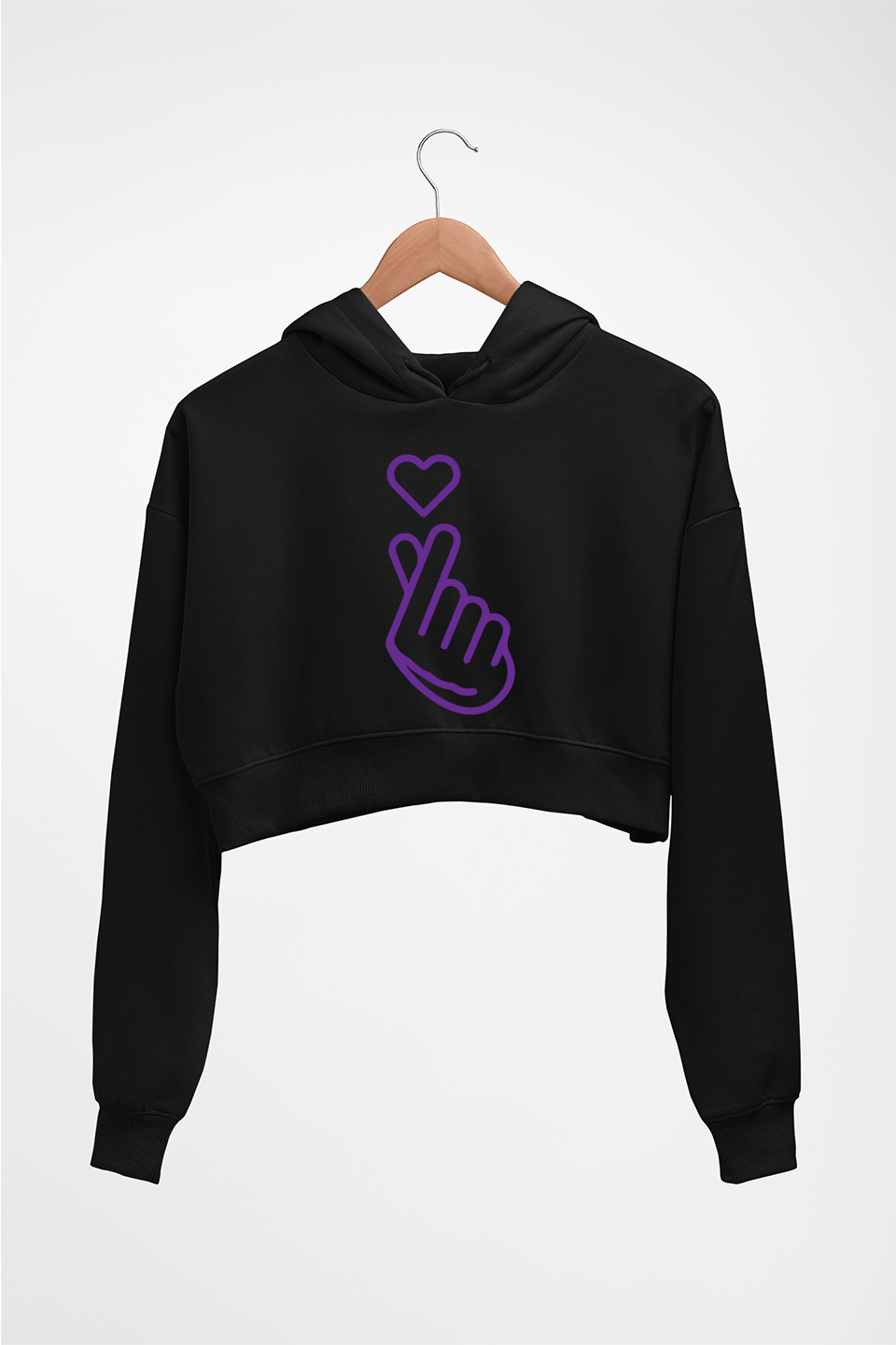 Purple Heart Crop HOODIE FOR WOMEN-Black-Ektarfa.online