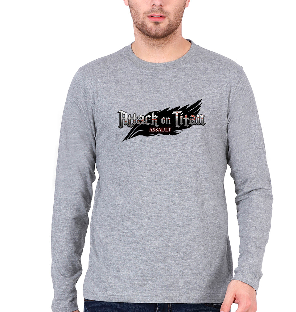 Attack on Titan Full Sleeves T-Shirt for Men-Grey Melange-Ektarfa.online