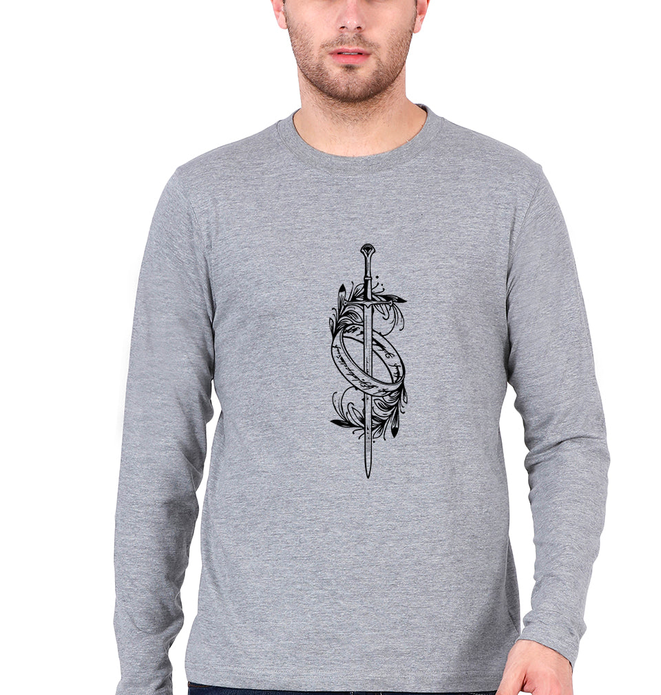 The Rings of Power Full Sleeves T-Shirt for Men-Grey Melange-Ektarfa.online