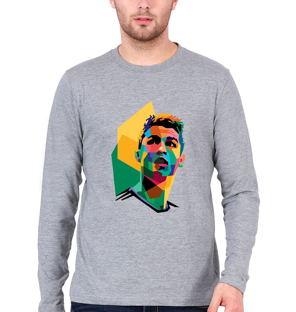 Cristiano Ronaldo CR7 Full Sleeves T-Shirt for Men-Grey Melange-Ektarfa.online