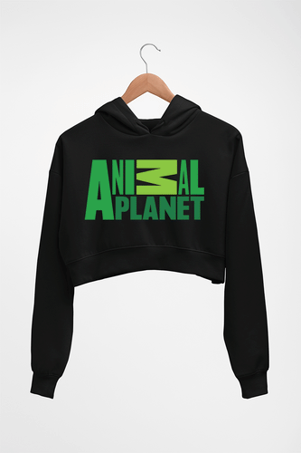 Animal Planet Crop HOODIE FOR WOMEN-Black-Ektarfa.online