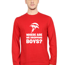 Load image into Gallery viewer, PUBG Where Are We Dropping Boys Full Sleeves T-Shirt for Men-Red-Ektarfa.online
