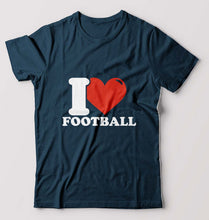Load image into Gallery viewer, I Love Football T-Shirt for Men-Petrol Blue-Ektarfa.online
