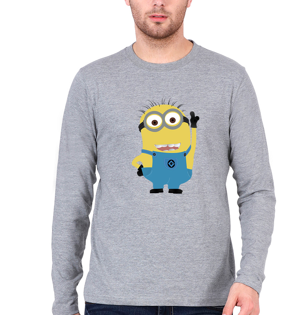 Minion Full Sleeves T-Shirt for Men-Grey Melange-Ektarfa.online